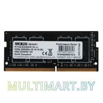 Оперативная память AMD Radeon R7 Perfomance Series 4GB DDR4 SO-DIMM PC4-19200 (R744G2400S1S-U)